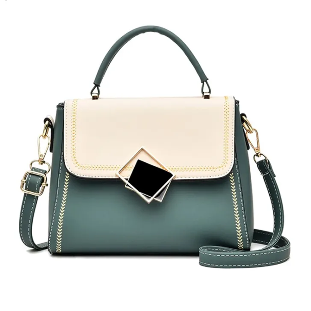 PU Leather Messenger Small Shoulder Bag for Women - Green