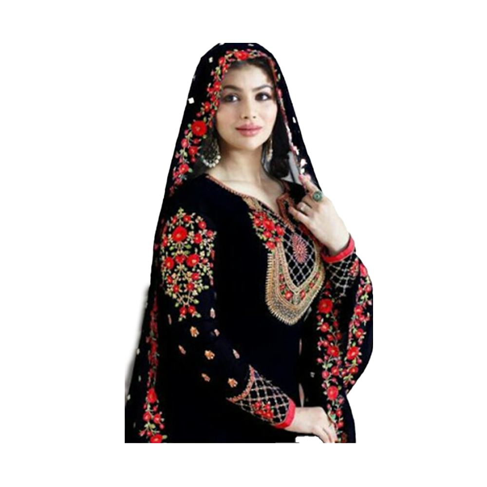 Unstitched Embroidery Work Georgette Shalwar Kameez For Women - Multicolor