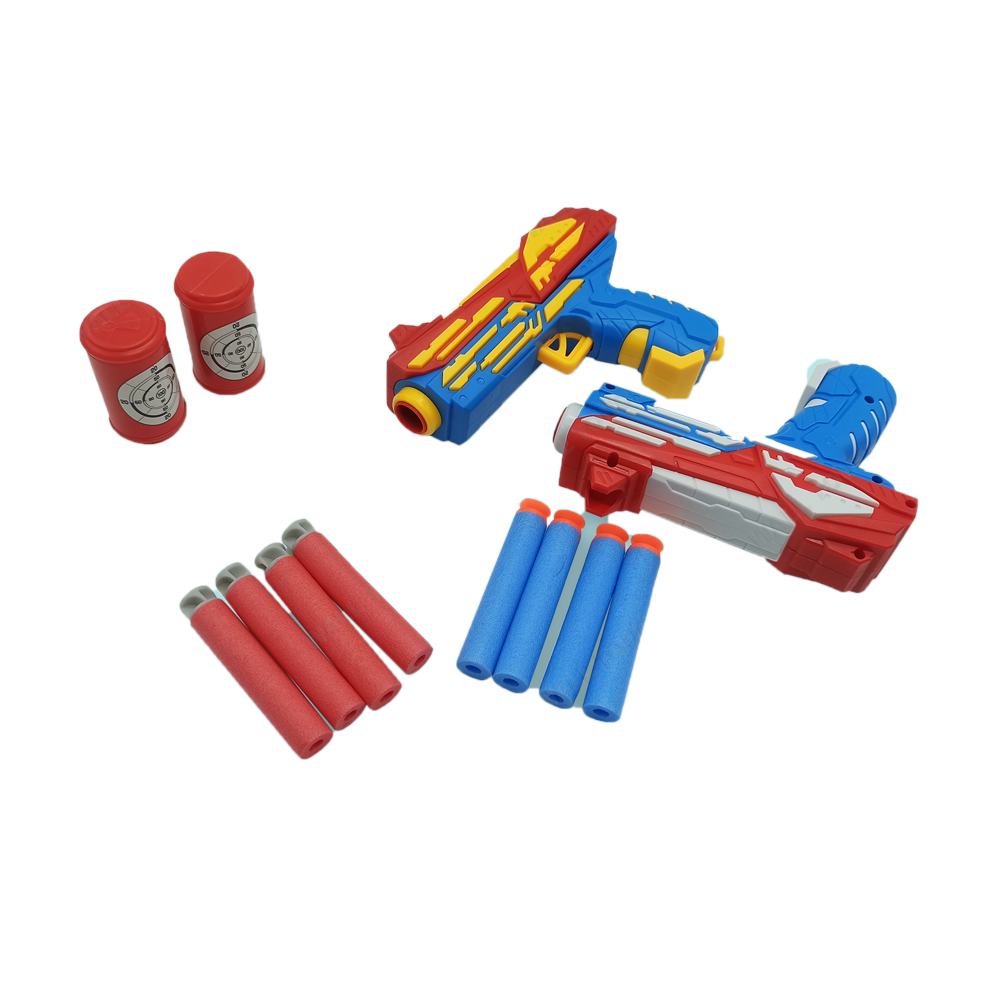 Plastic Soft Bullet Blaster Space Toy Double Gun With Suction Target - Multicolor - 186119204 