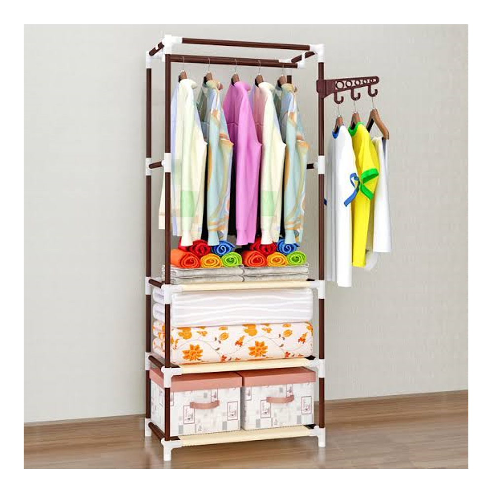 Metal Cloth Organizing Rack - Maroon and White - GY-288