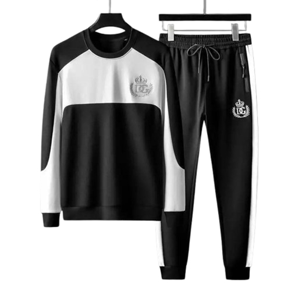 PP Hoodie with Trouser Full Track Suit for Men - Black And White - HT-N8