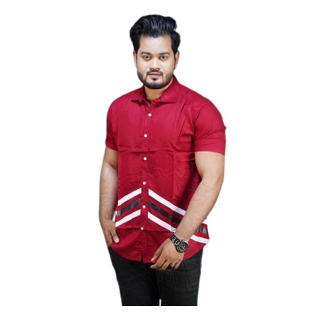 Cotton Casual Half Sleeve Shirt For Men - Red - MS-55