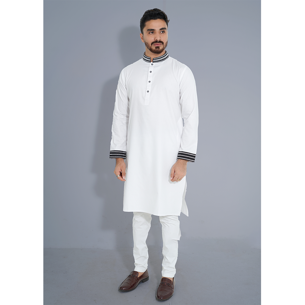 Premium Panjabi For Men - White - 2531