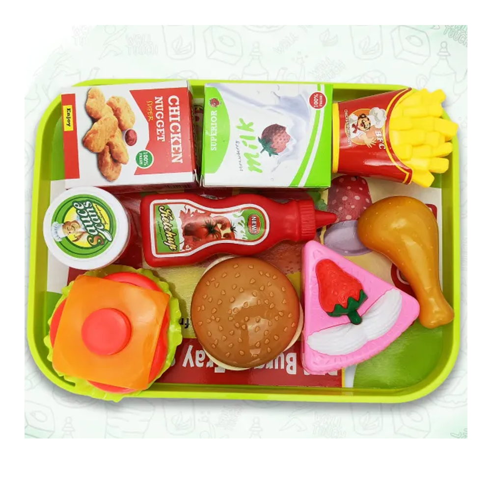 Fast Food Burger Dinner Toy Set For Kids - Multicolor