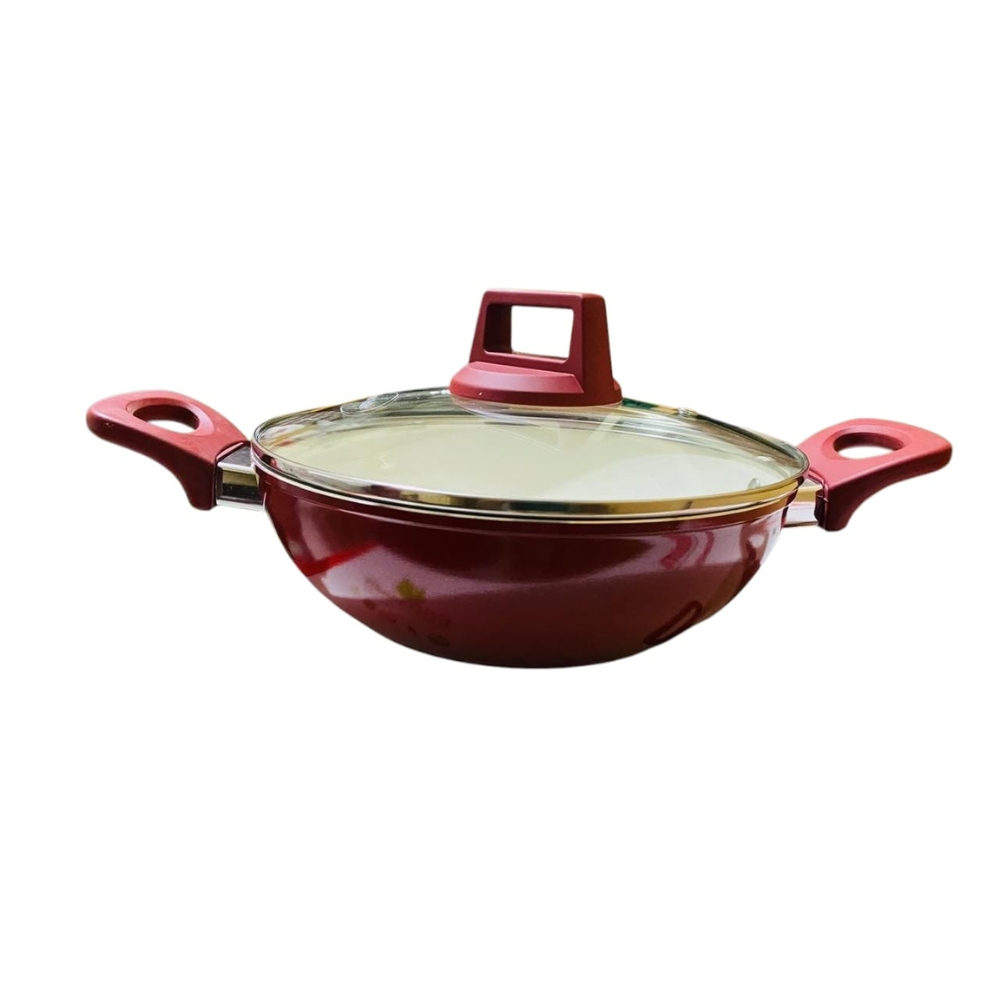 KIAM Die Casting Karai With Glass Lid and Induction Bottom - 26cm