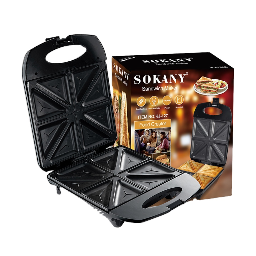 Sokany 4 Slice Non Stick Coated Sandwich Maker - Black - KJ -127