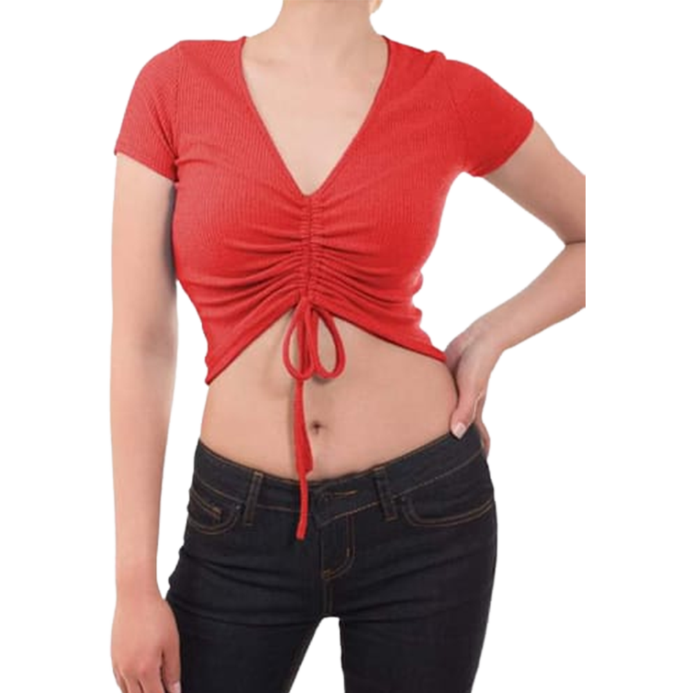 Cotton Crop Tops Full Sleeve Blouse For Women - Red - TP-24