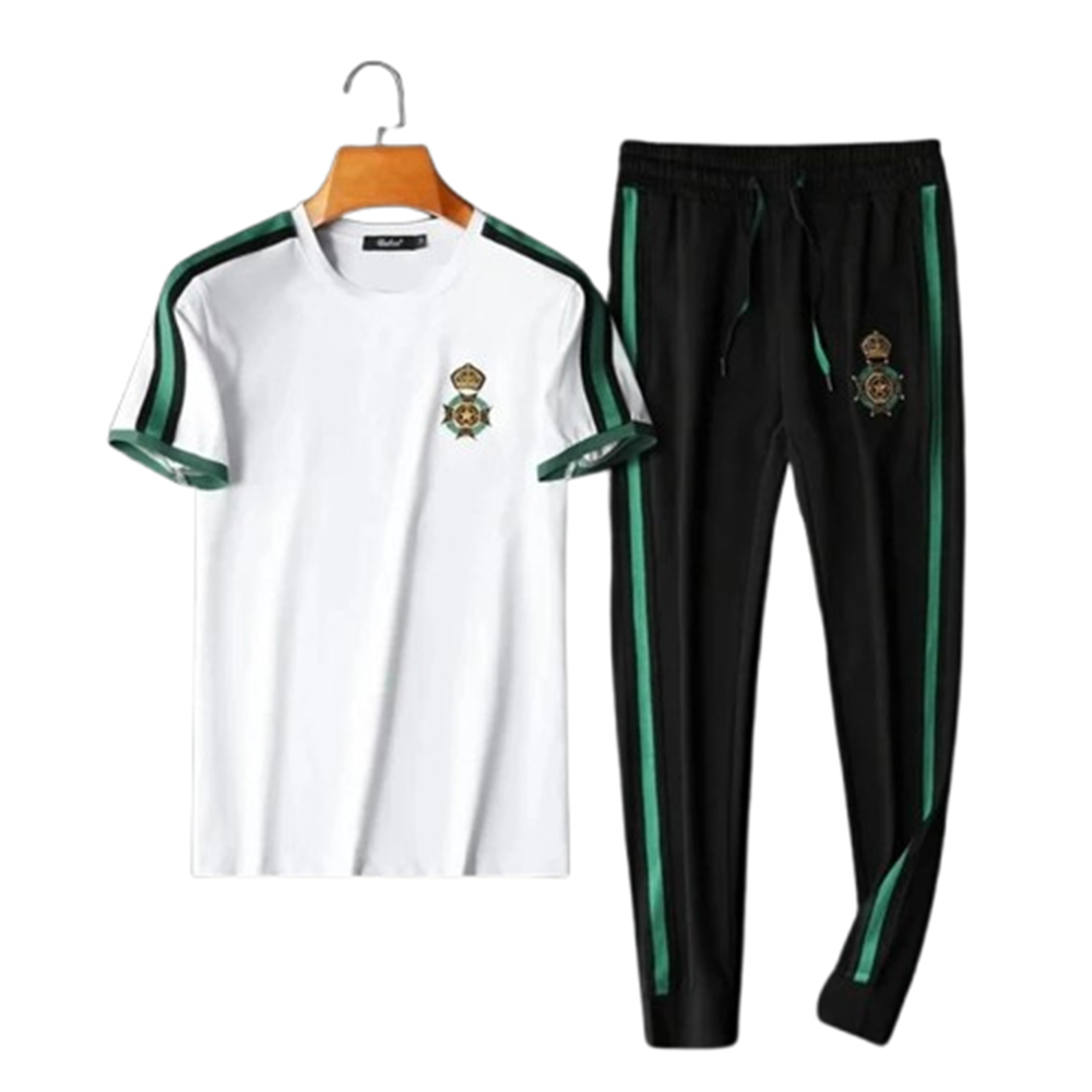 PP Jersy Trouser Full Track Suit For Men - White And Black - TF-90