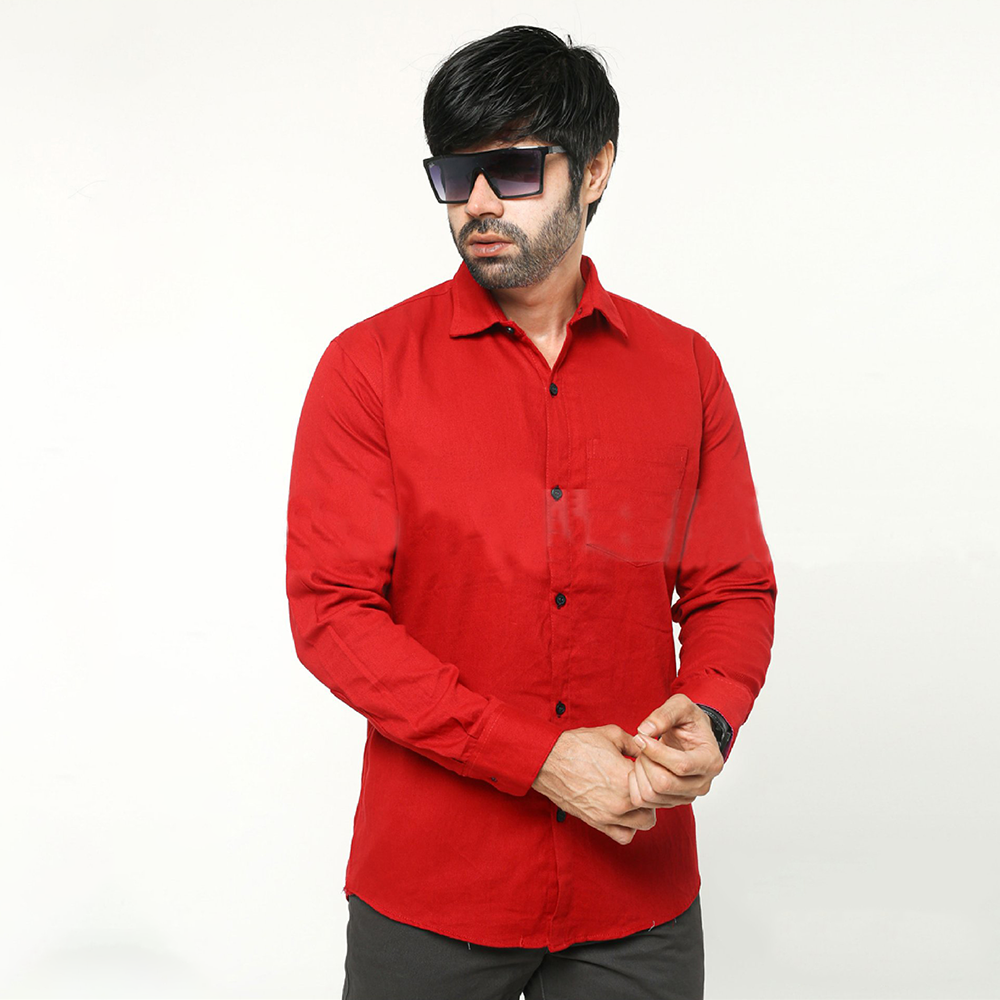 Cotton Shirt For Man - Red - NZ-5002