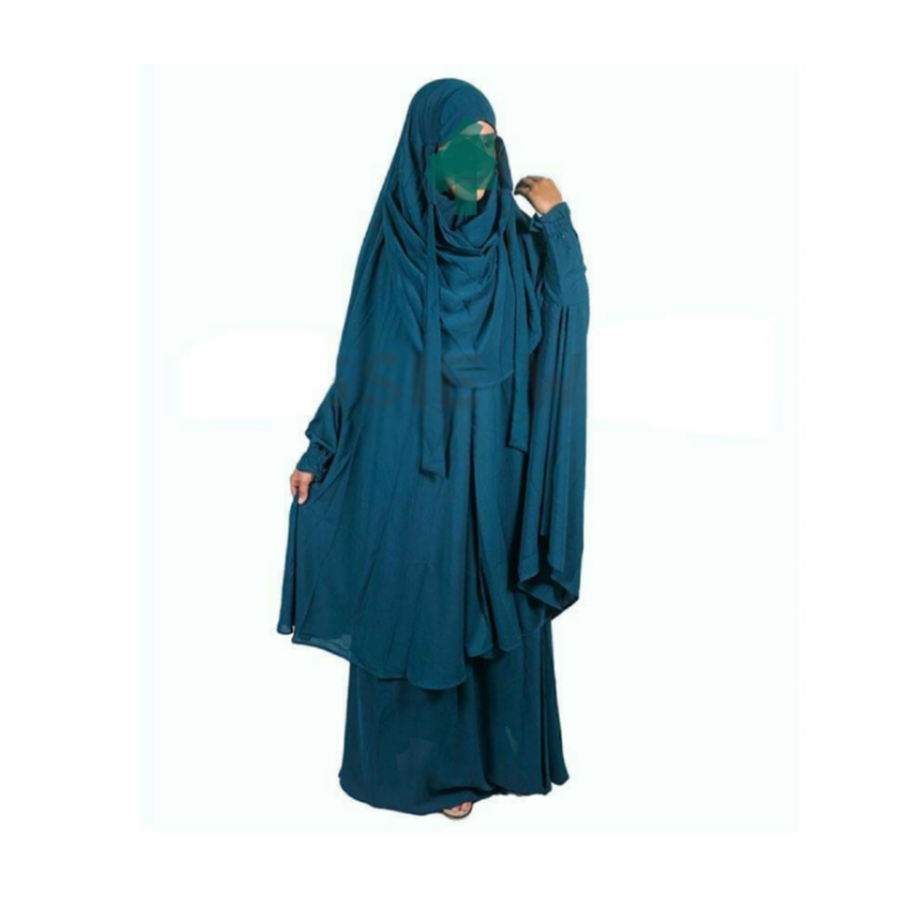 Cherry Khimar With Skirt For Women - Bottle Green