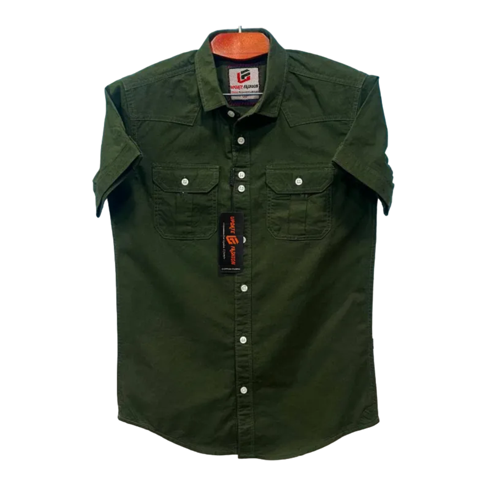 Cotton Half Sleeve Casual Shirt For Men - Green