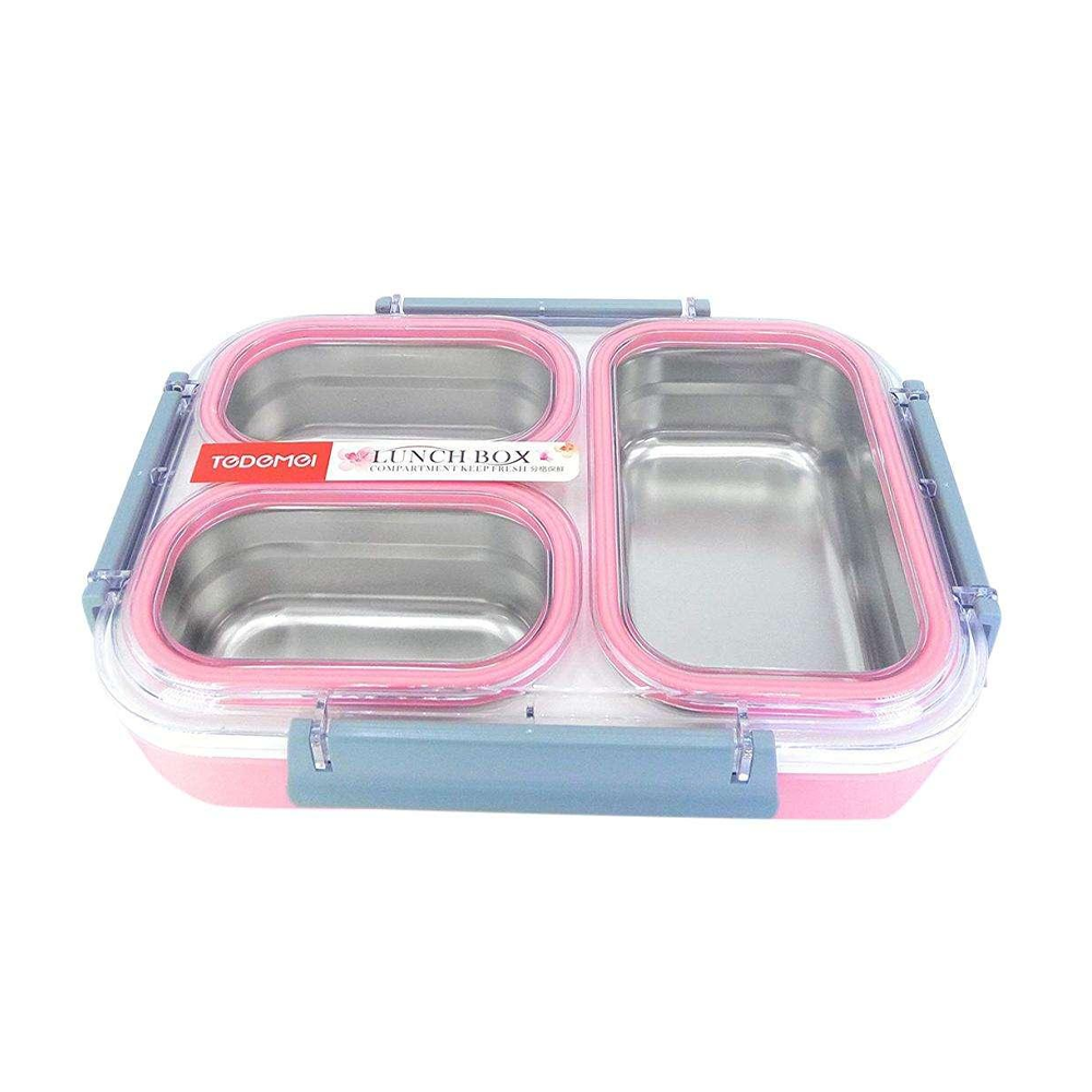 Tedemei 3 Containers Lunch Box 3 Containers Lunch Box - 1200 ml - Pink