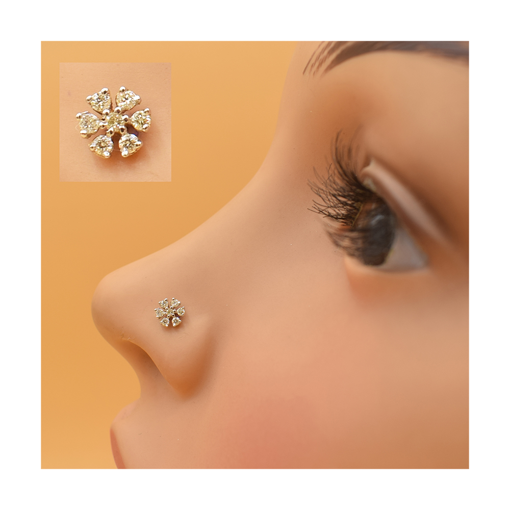 Seven Stone Flower Diamond Nosepin For Women - GG -DNP-010