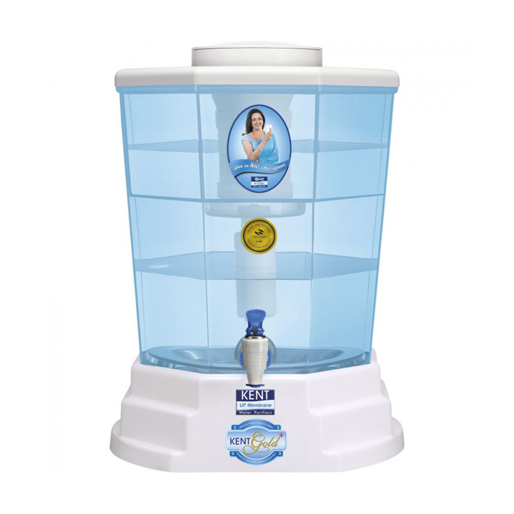Kent Gold Plus Gravity Based UF Water Purifier - 20 Liter - White and Sky Blue
