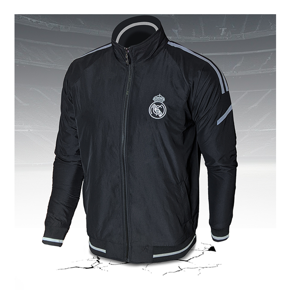 China Microfiber Real Madrid Double Part Air Proof Winter Jacket for Men - Black - JRMD