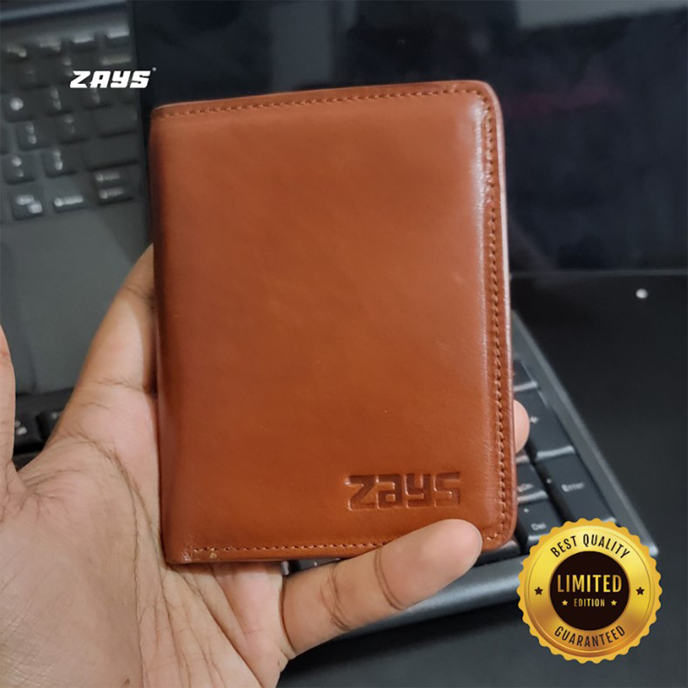 ZAYS Premium Handcrafted Leather Short Wallet for Unisex Limited Edition - LE08 - Chocolate