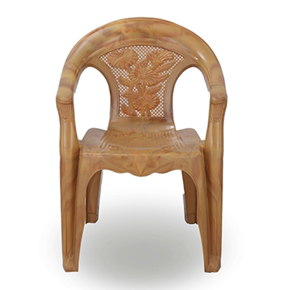 RFL Plastic Arm Net Flower Garden Chair - Sandal Wood - 86140