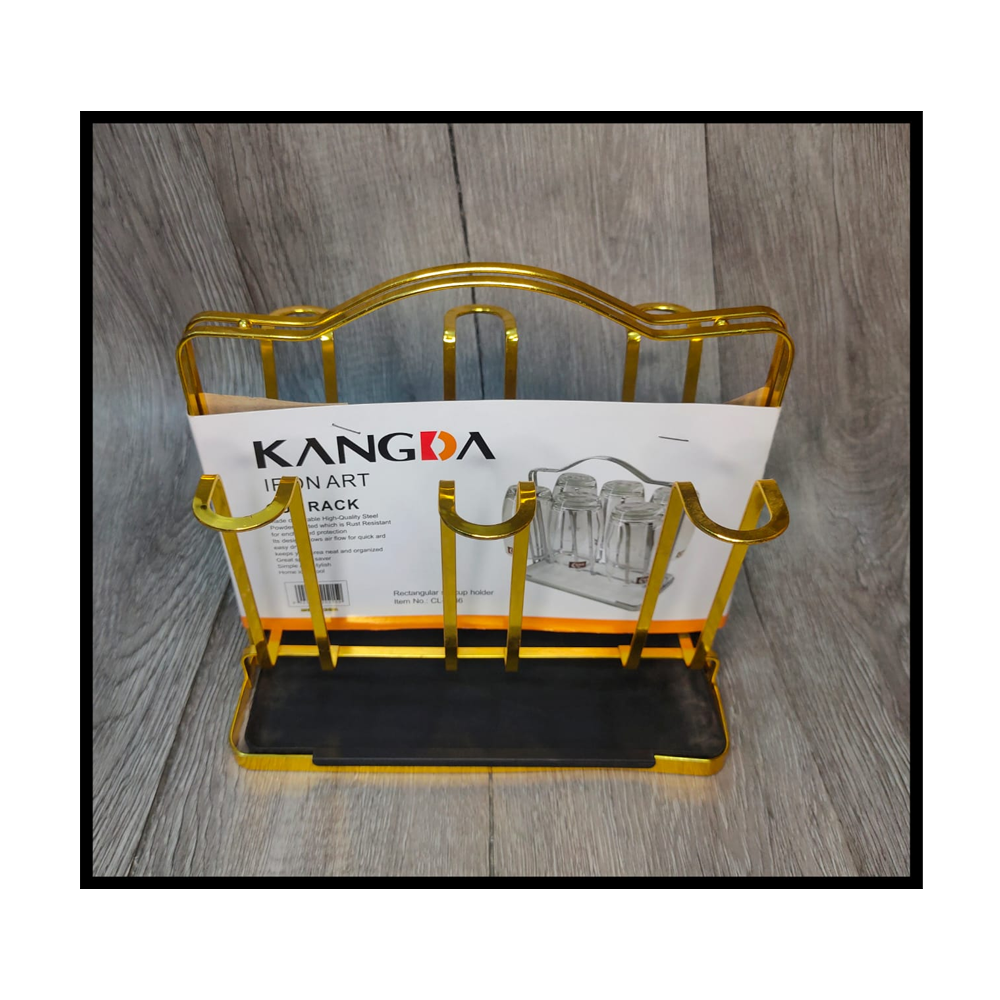 Stainless Steel Glass Stand - 6 Holder - Golden