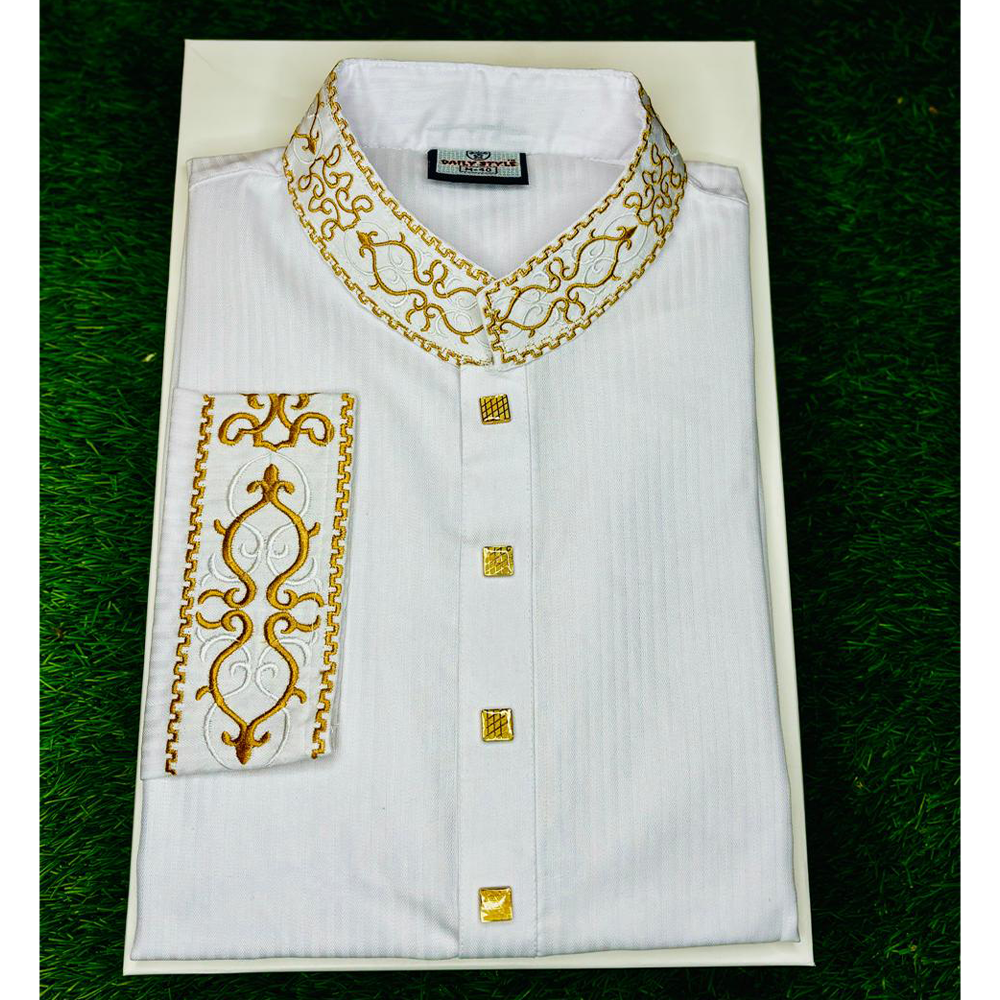 Eid Collection Cotton Panjabi For Men - White - 001