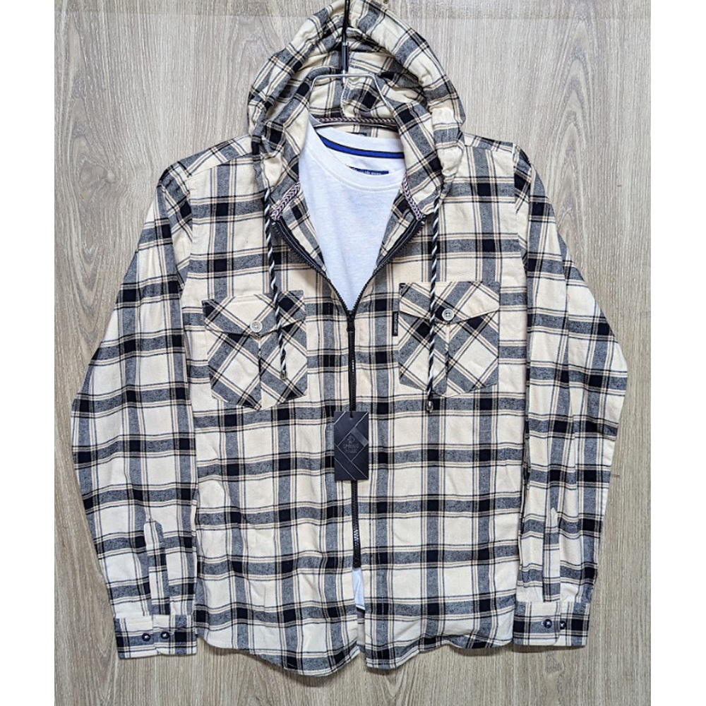 Flannel Cotton Hooded Shirt - Multicolor - SP0006