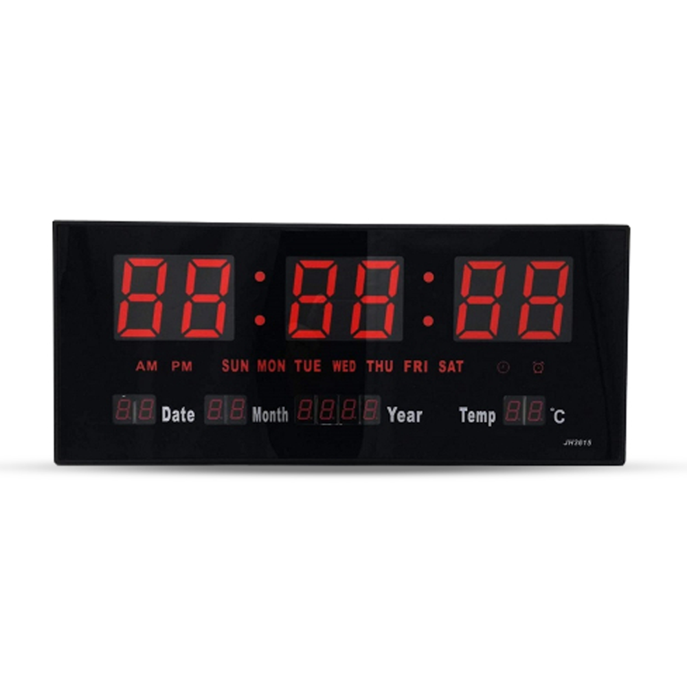 Digital JH-3615 Large Display LED Wall Clock - Red & Black