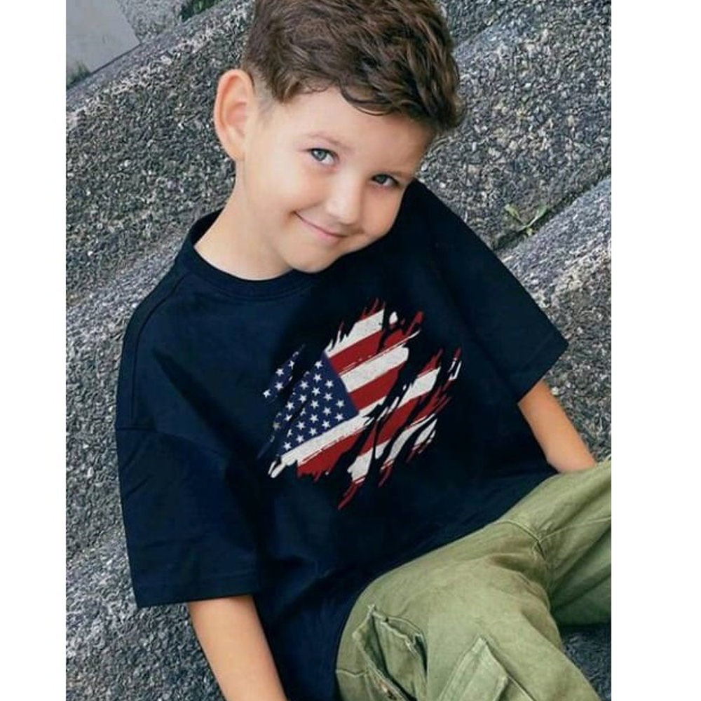 Cotton Printed Half Sleeve T-Shirt For Boys - Navy Blue