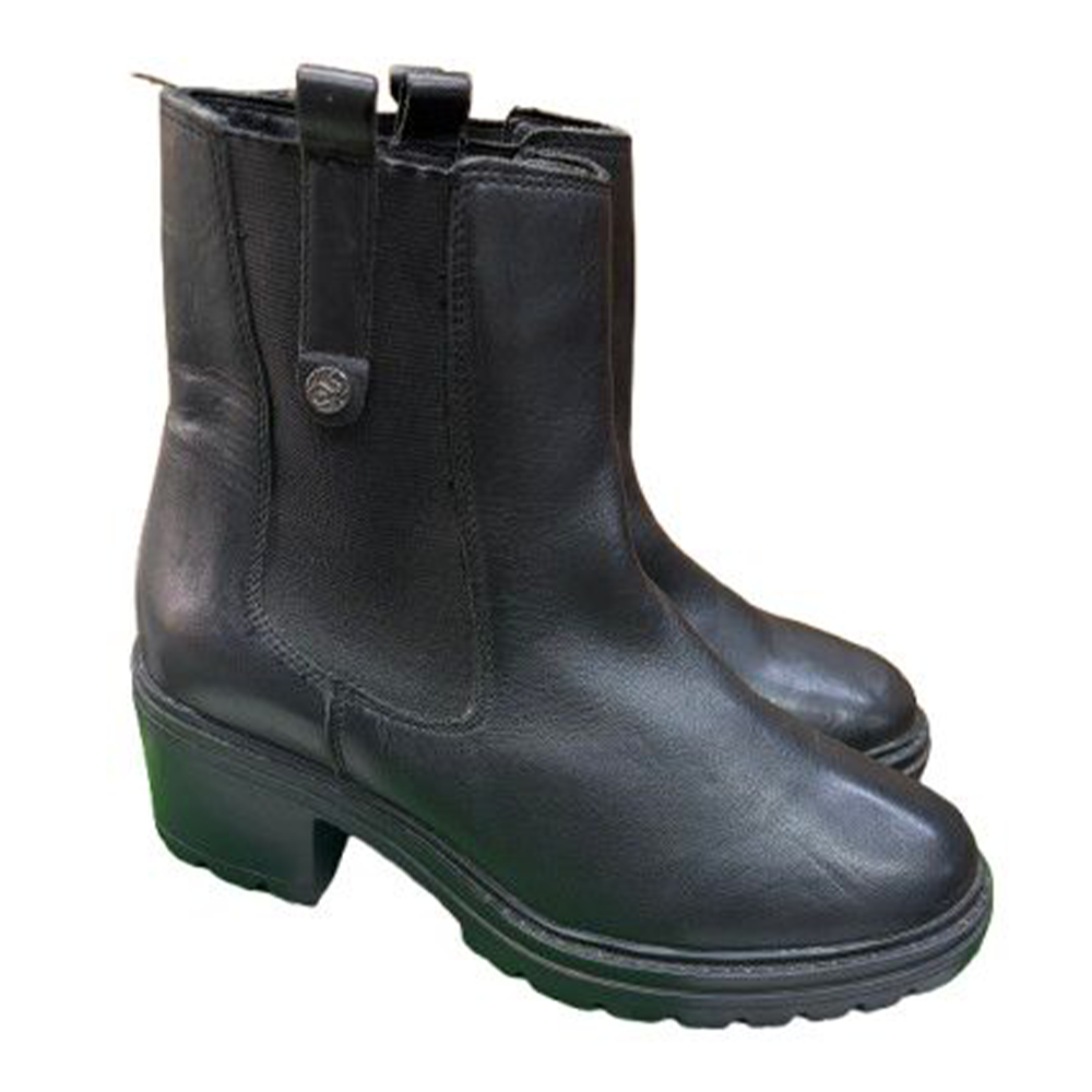 High Heel Leather Boot for Women - Black - 010