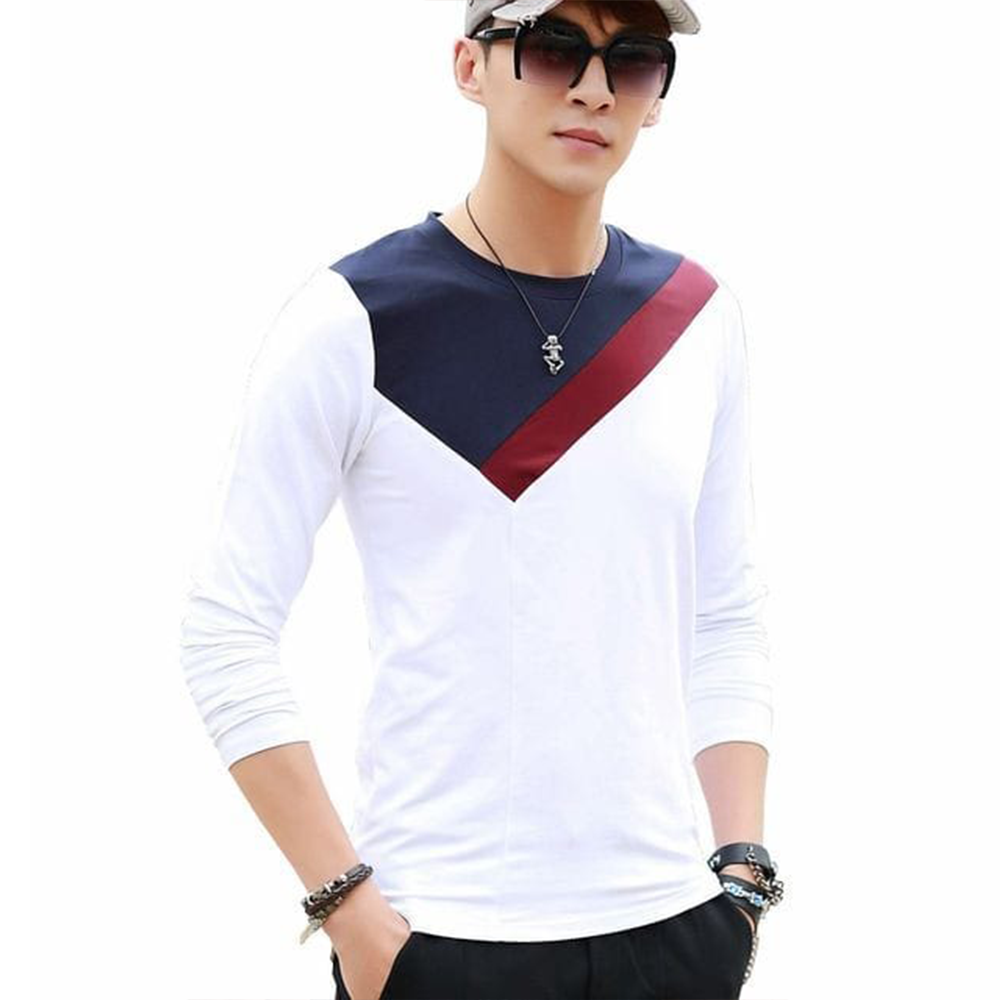 Cotton Winter Full Sleeve T-Shirt For Men - White and Black - FT-50