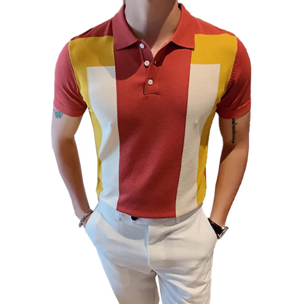 Polyester Half Sleeve Polo For Men - Multicolor - 106