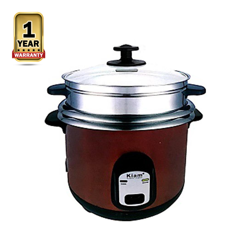 Kiam 8804 Double Stainless Steel Pot Rice Cooker – 2.8 Liter - Silver and Maroon