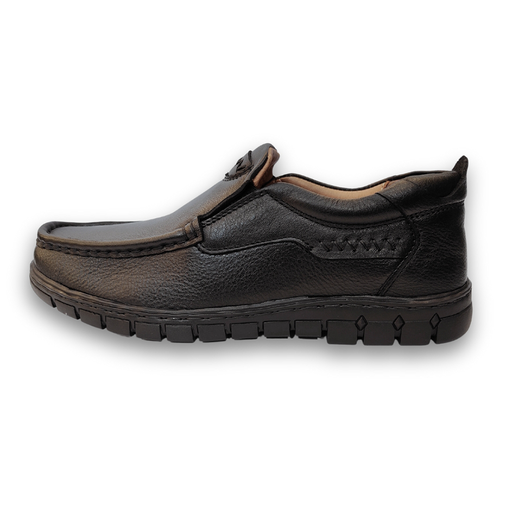 Reno Leather Casual Shoe For Men - Black - RC9034