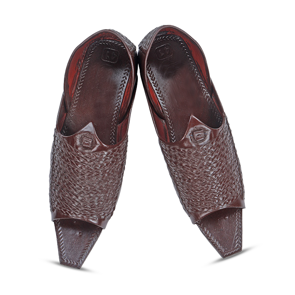 Leather Korakari Handcrafted Sole Half Shoe For Men - Chocolate - PL-002