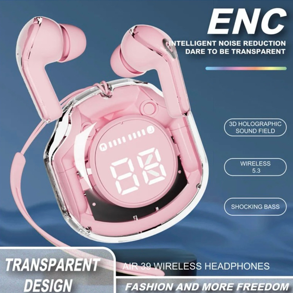 Ultrapods Pro Transparent Wireless Earbuds - Pink