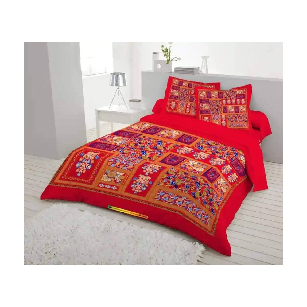 King Size Cotton Panel Bedsheet - ST-260 - Multicolor