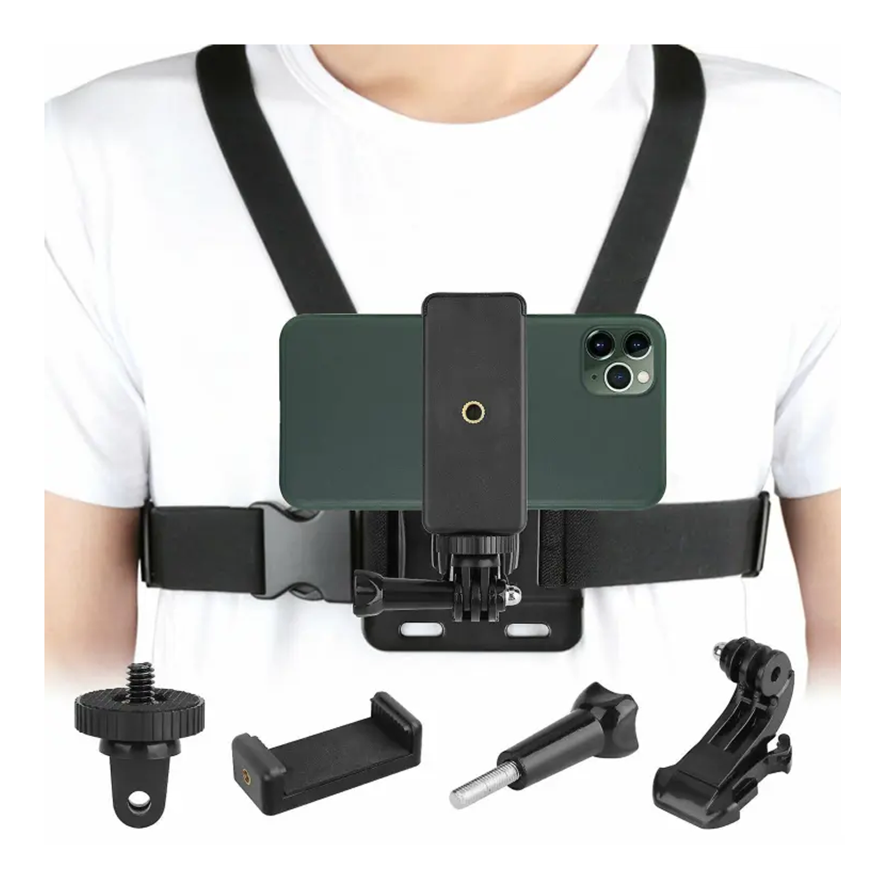 Smartphone Harness Chest Strap Mount Brackets with Clip Holder