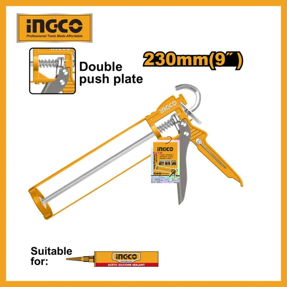 Ingco HCG1409 Caulking Gun - 9 Inch - Yellow