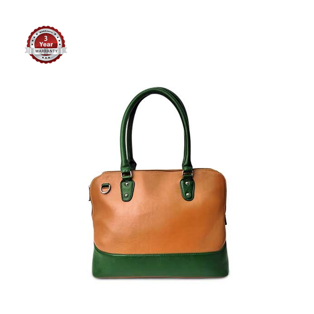 Leather HandBag For Women - LSN -17 - Mustard & Olive Green