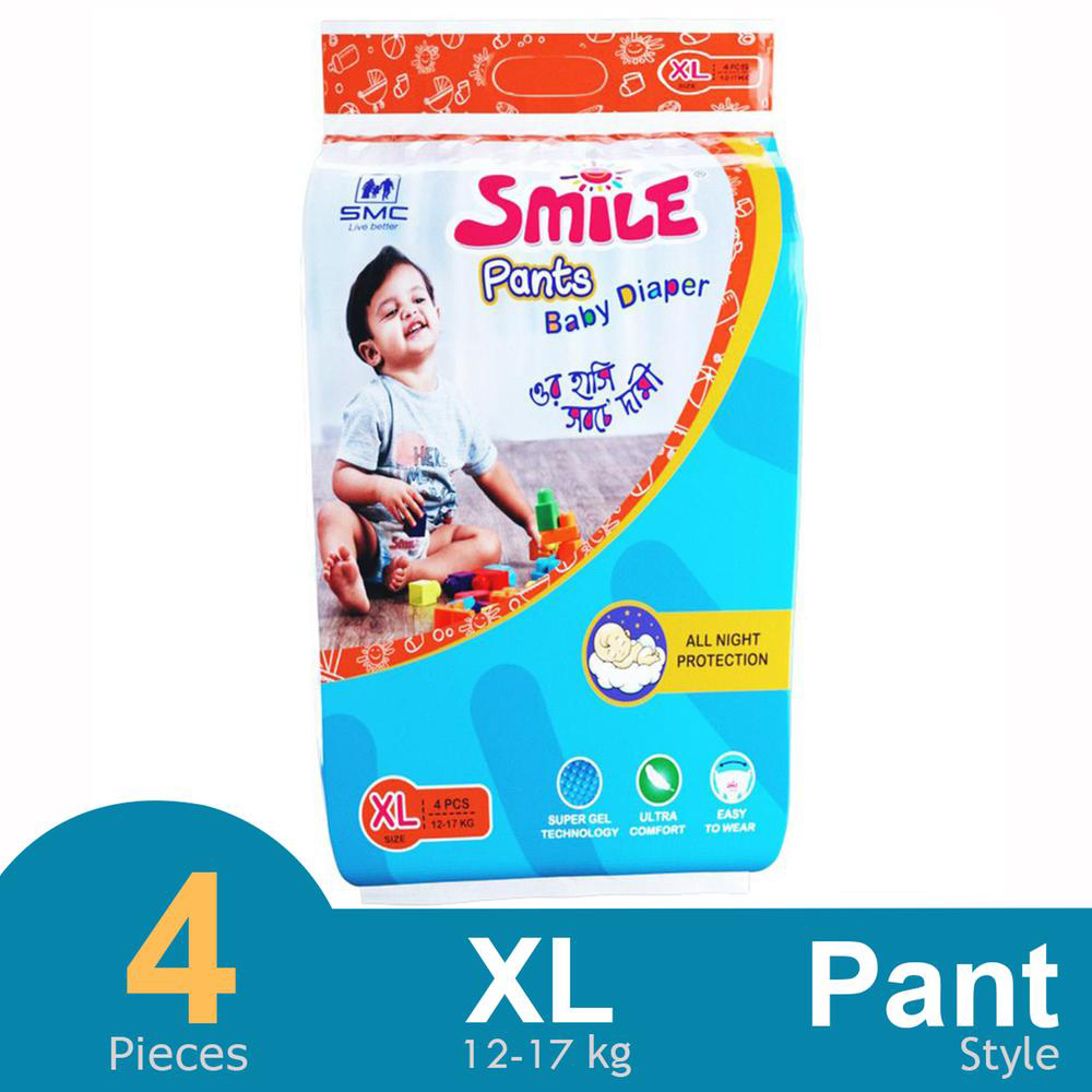 SMC Smile Pant System Baby Diaper - XL - 12-17kg - 4Pcs