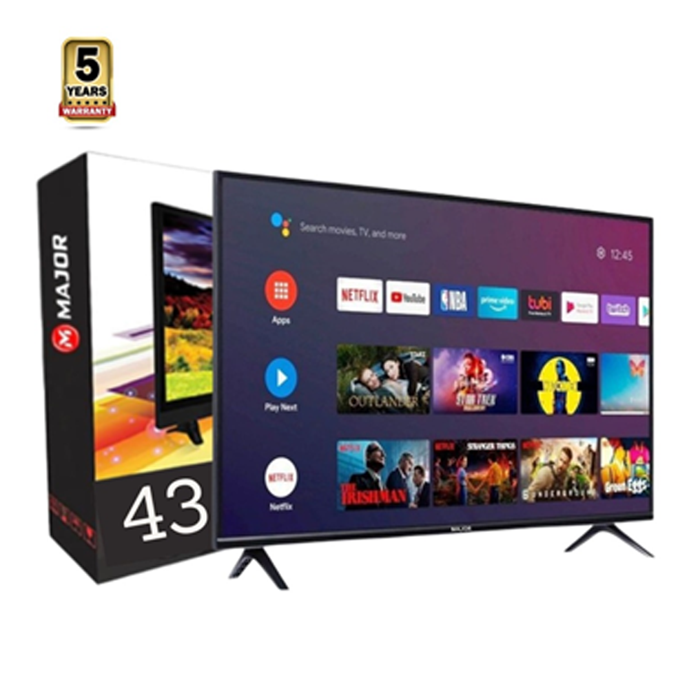 Major AIL43D7DVS Smart Android Voice Control and Double Glass TV - 43 Inch - Black
