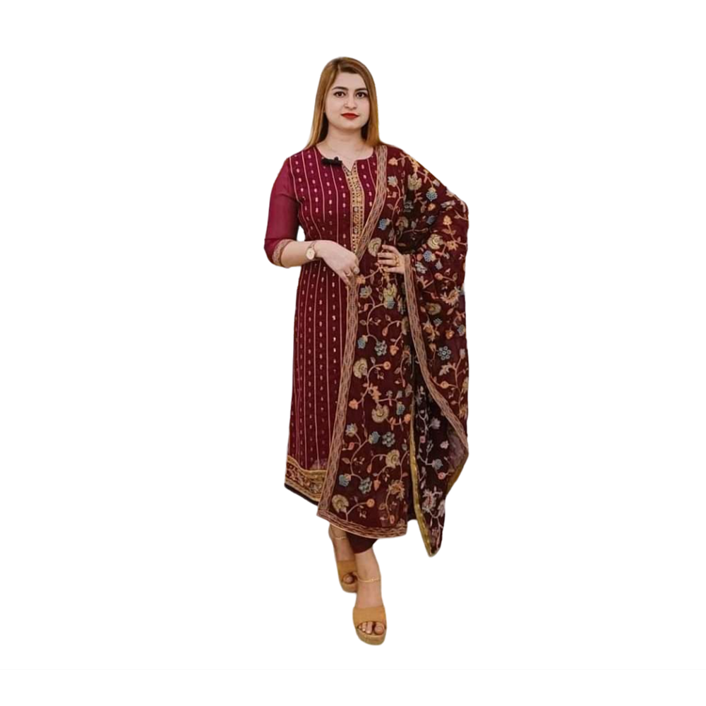 Pakistani Designed Gorgeous Party Wear - SK -304A - Maroon