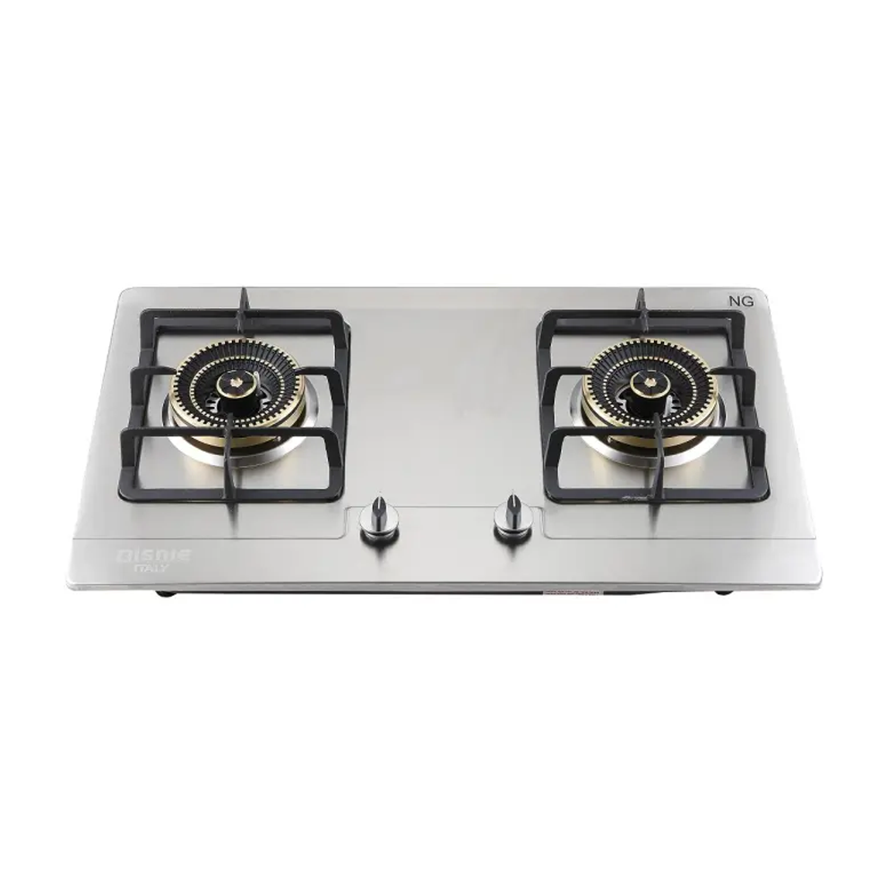 Disnie Jzb-S212 Double Burner Automatic Gas Stove - Silver Black