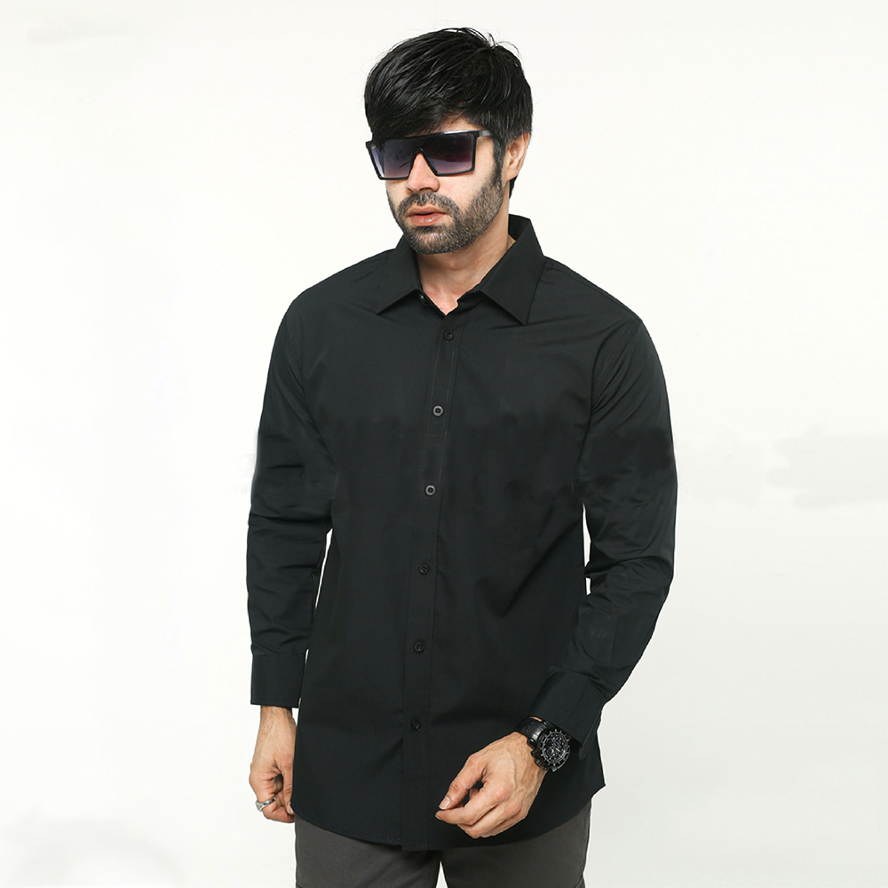 Cotton Shirt For Man - Black - NZ-5001