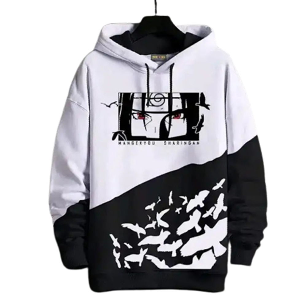 Cotton Hoodie For Men - Black and White - H-190