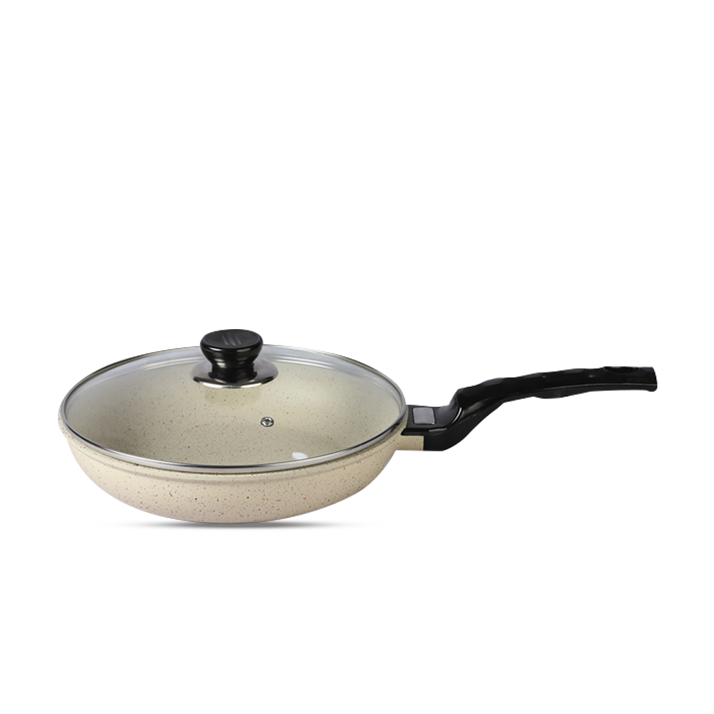 BD -KOR Marble Coating with Glass Non Stick Fry Pan - 28 CM