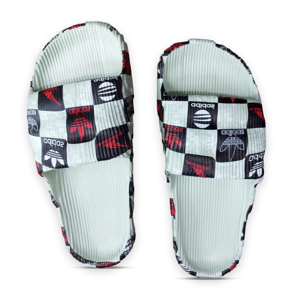 PVC Slide Slippers For Men - Black and White - SF 034