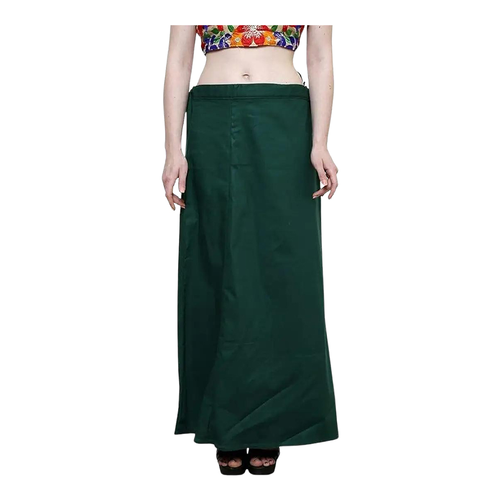 Cotton Saree Petticoat for Women - Dark Green - XL