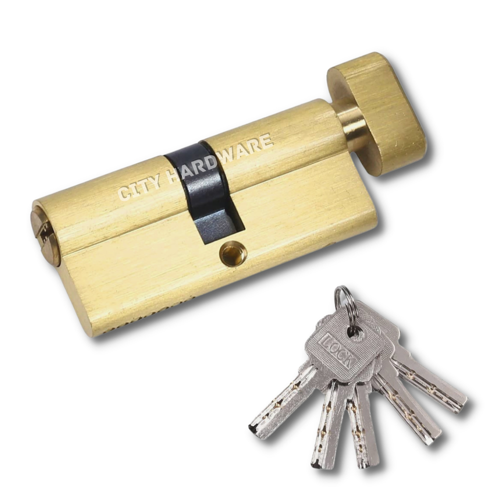 Metal Cylinder Lock Lever One Side Key One Side Knob For Medium Size Handle - 70mm - Golden