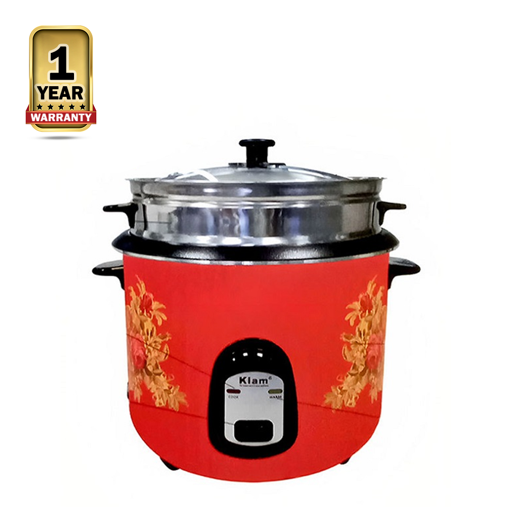 Kiam SFB-5704 Stainless Steel Non-Stick Double Pot Rice Cooker - 2.8 Liter - Silver and Red