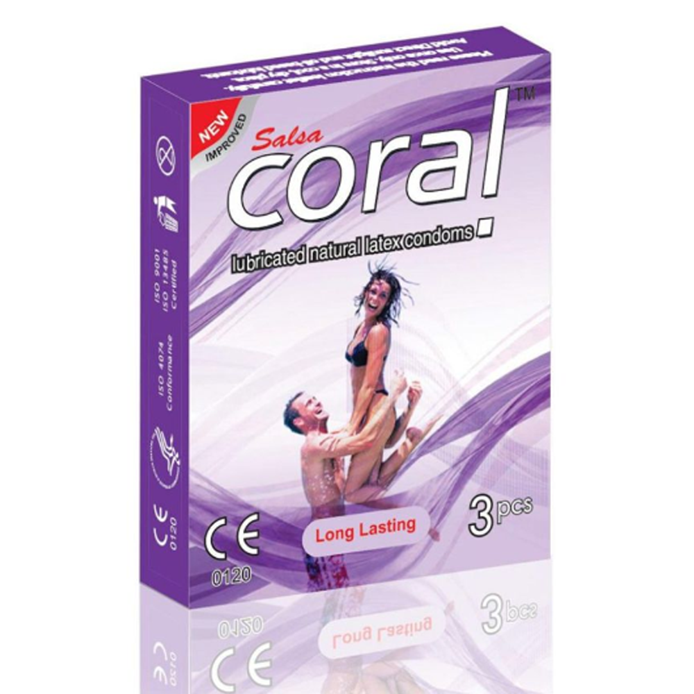 Pack of 3 Pcs Coral Long Lasting Lubricated Condom