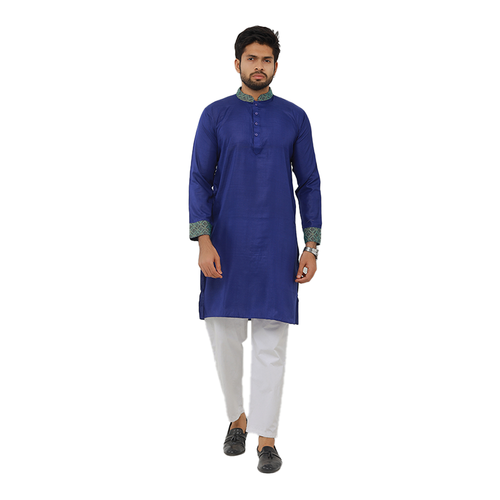 Cotton Panjabi for Men - Blue - NZ 2024-02